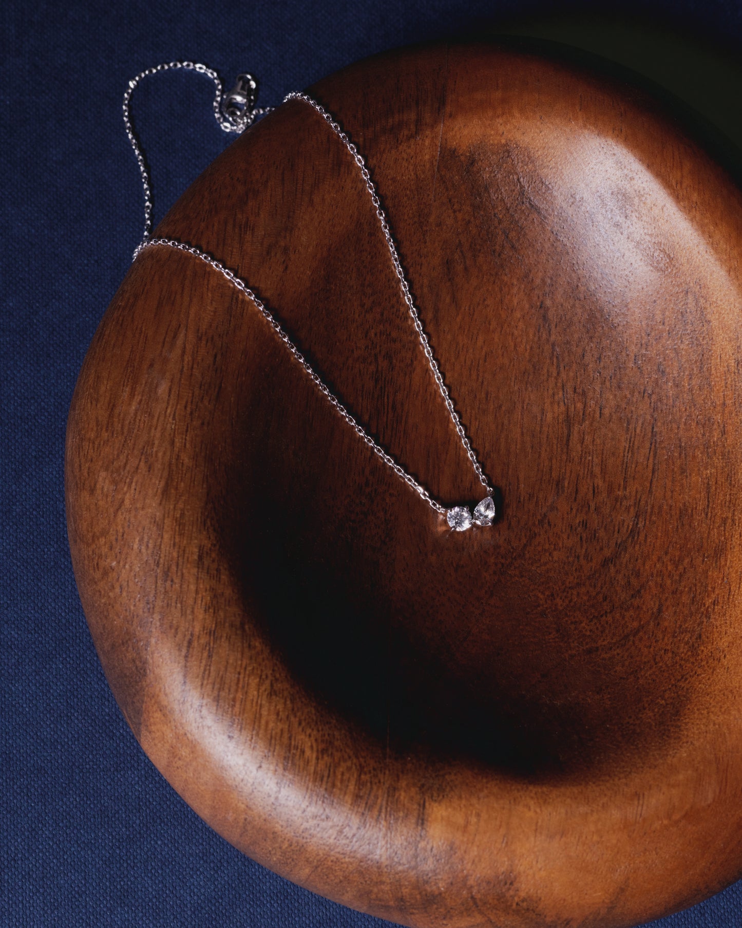 Moi & Toi Necklace w. Pear and Round Diamonds (Rose Gold)