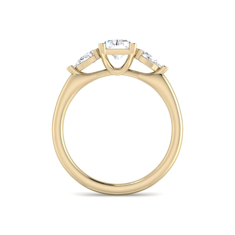 Emerald Cut Trilogy w. Pear Side Stones (Yellow Gold)