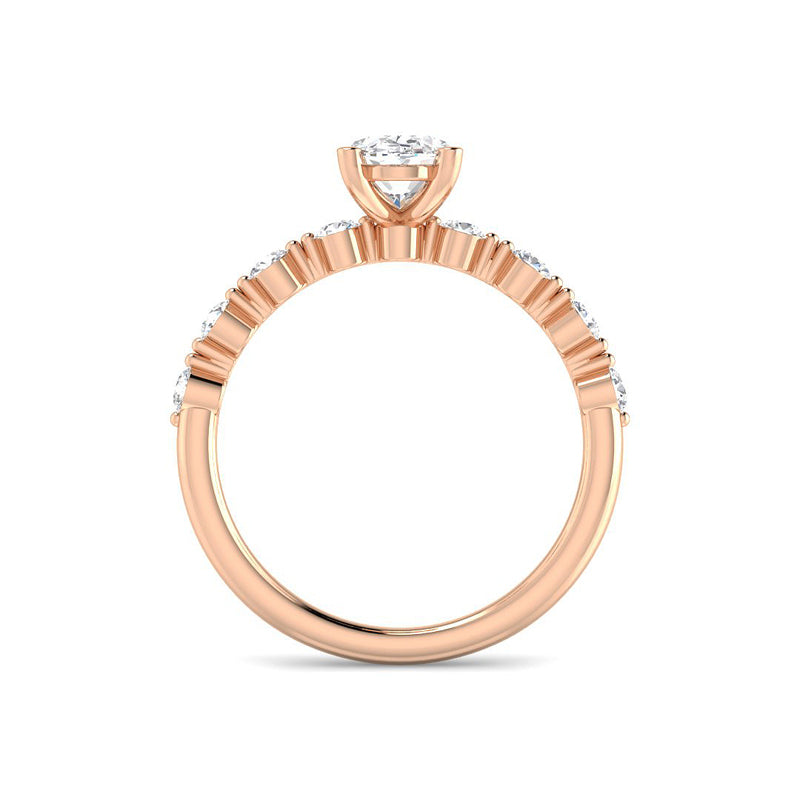 Oval Solitaire w. Floating Diamond Band (Rose Gold)