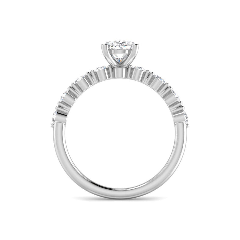 Oval Solitaire w. Floating Diamond Band (White Gold)