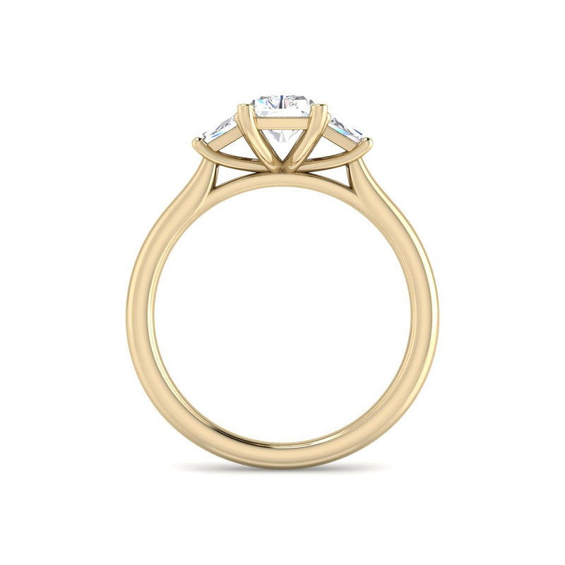 Emerald Cut Trilogy w. Trapezoid Side Stones (Yellow Gold)