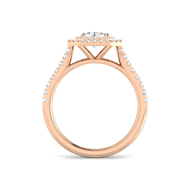 Emerald Cut w. Double Halo (Rose Gold)