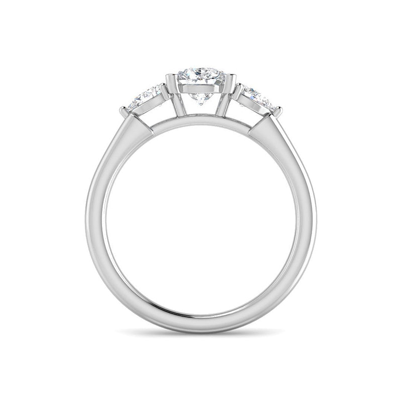 Pear Solitaire Trilogy Side Stone Setting (White Gold)