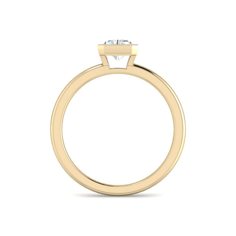 Emerald Cut Bezel Solitaire (Yellow Gold)