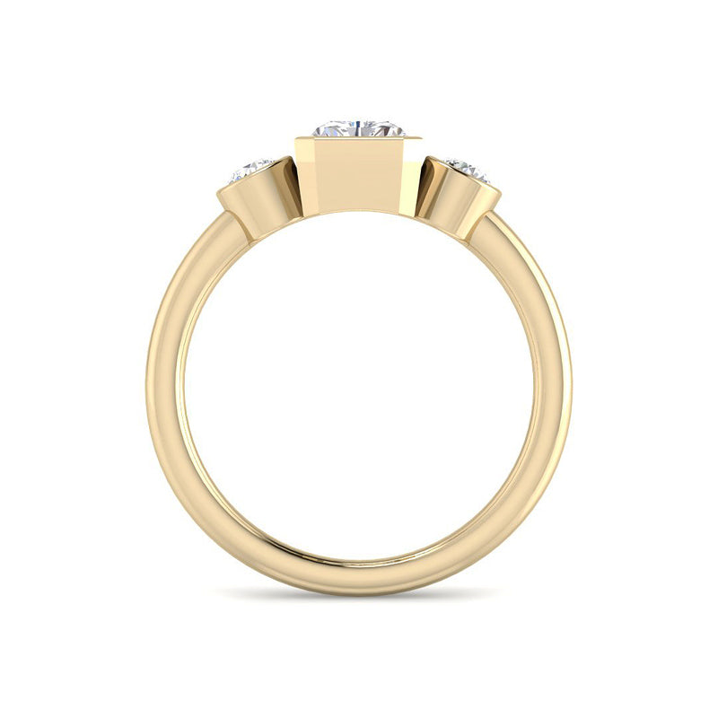 Emerald Cut Trilogy Bezel (Yellow Gold)