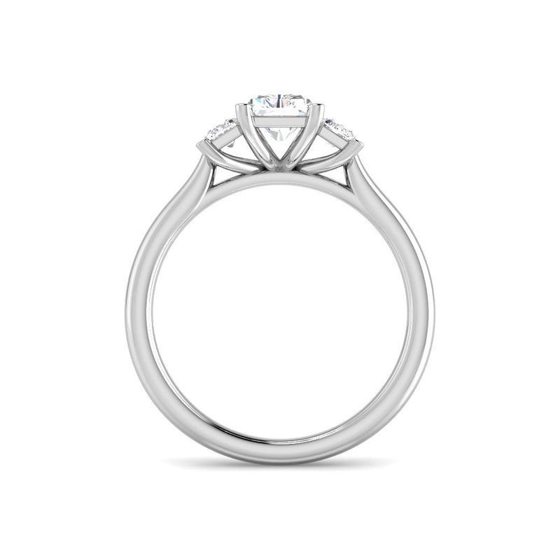 Emerald Cut Trilogy w. Emerald Side Stones (White Gold)