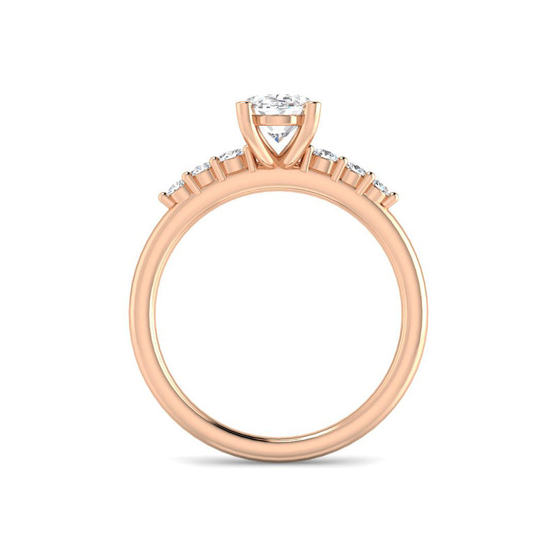 Oval Solitaire Gradual Round Accent Stones (Rose Gold)