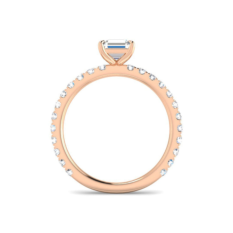 Asscher Solitaire Pavé Band Setting (Rose Gold)