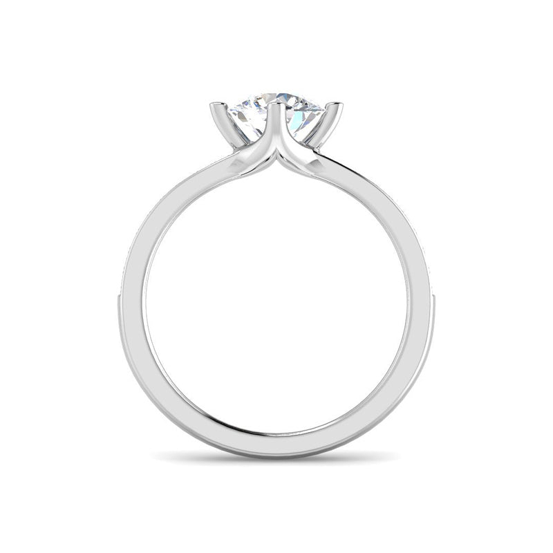 Round Solitaire w. Diamond Channel Band (White Gold)