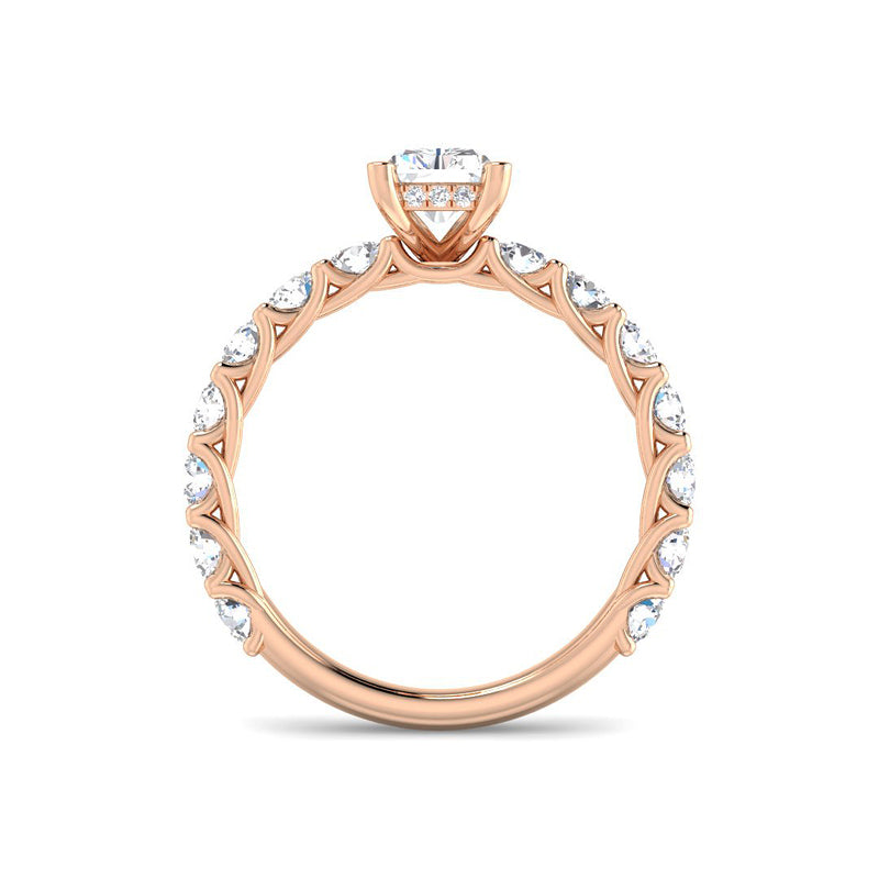 Emerald Cut w. Shared Prong Band and Hidden Halo (Rose Gold)