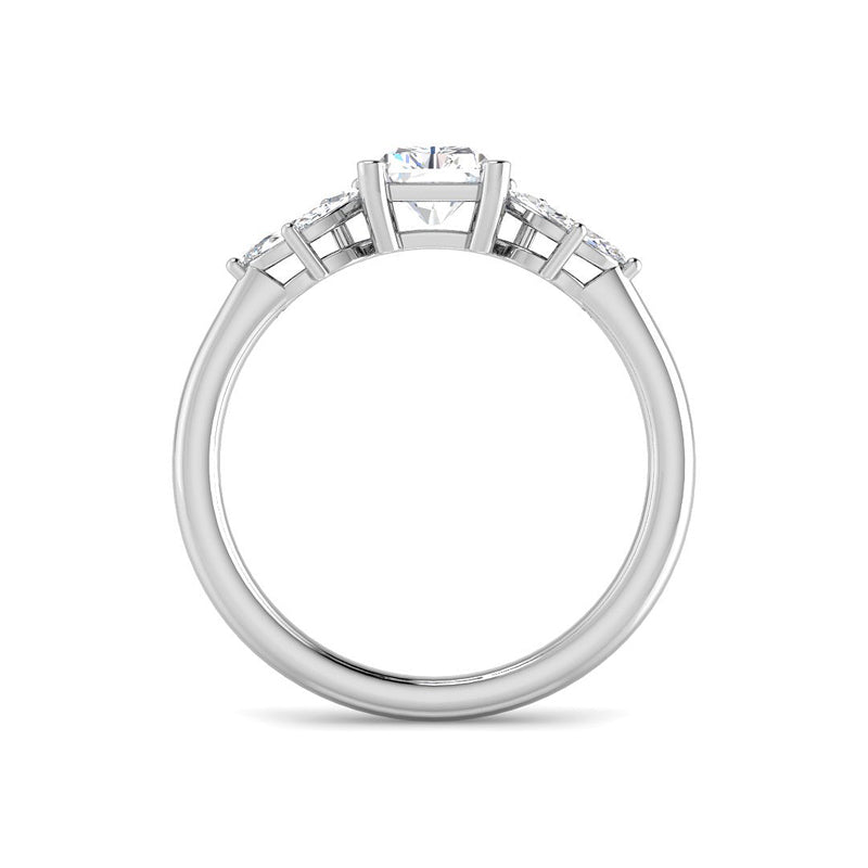 Emerald Cut w. Floral Marquise Cluster Side Stones (White Gold)