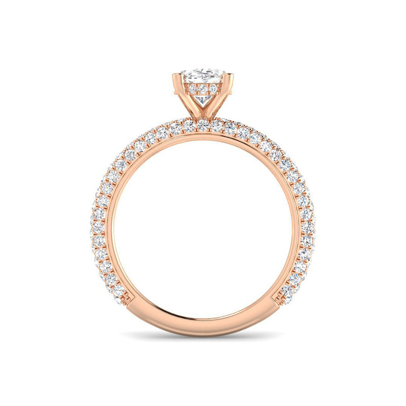 Oval Solitaire w. Pavé Diamond Band (Rose Gold)