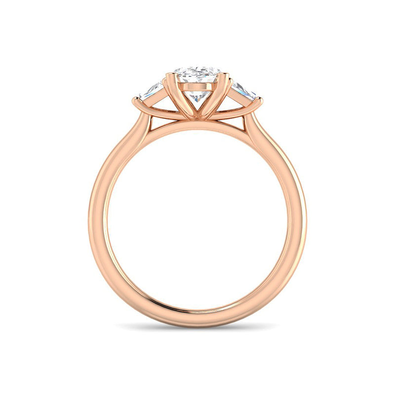 Trilogy Oval Solitaire w. Trapezoids (Rose Gold)