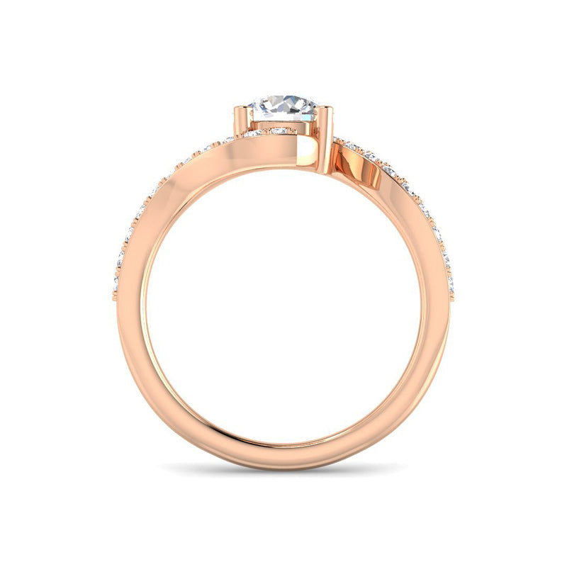 Round Solitaire w. Organic Diamond Band (Rose Gold)