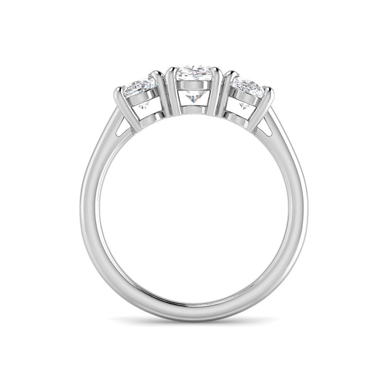 Trilogy Oval Solitaire w. Oval Accent Stones (White Gold)
