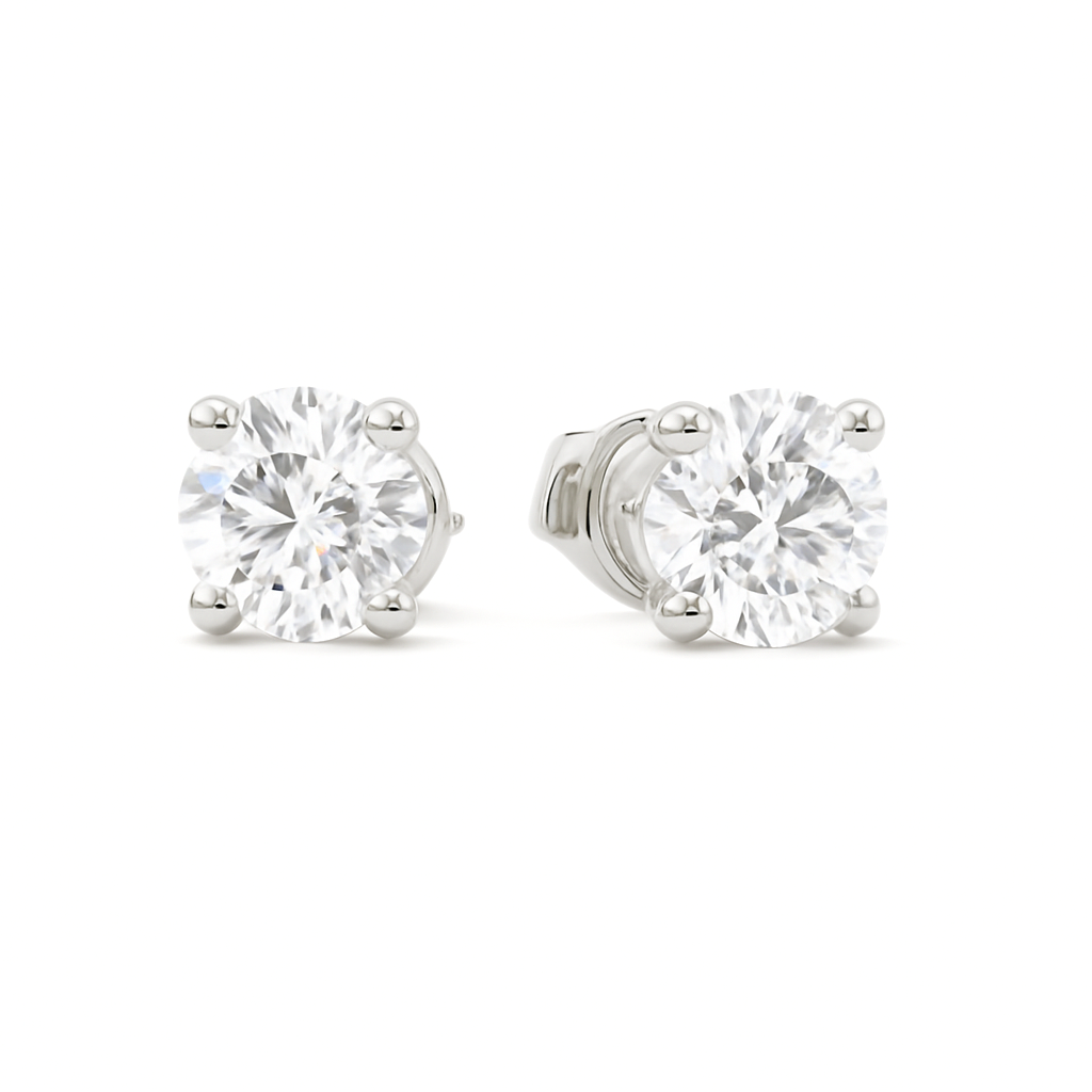 Solitaire Diamond Ear Studs (White Gold)