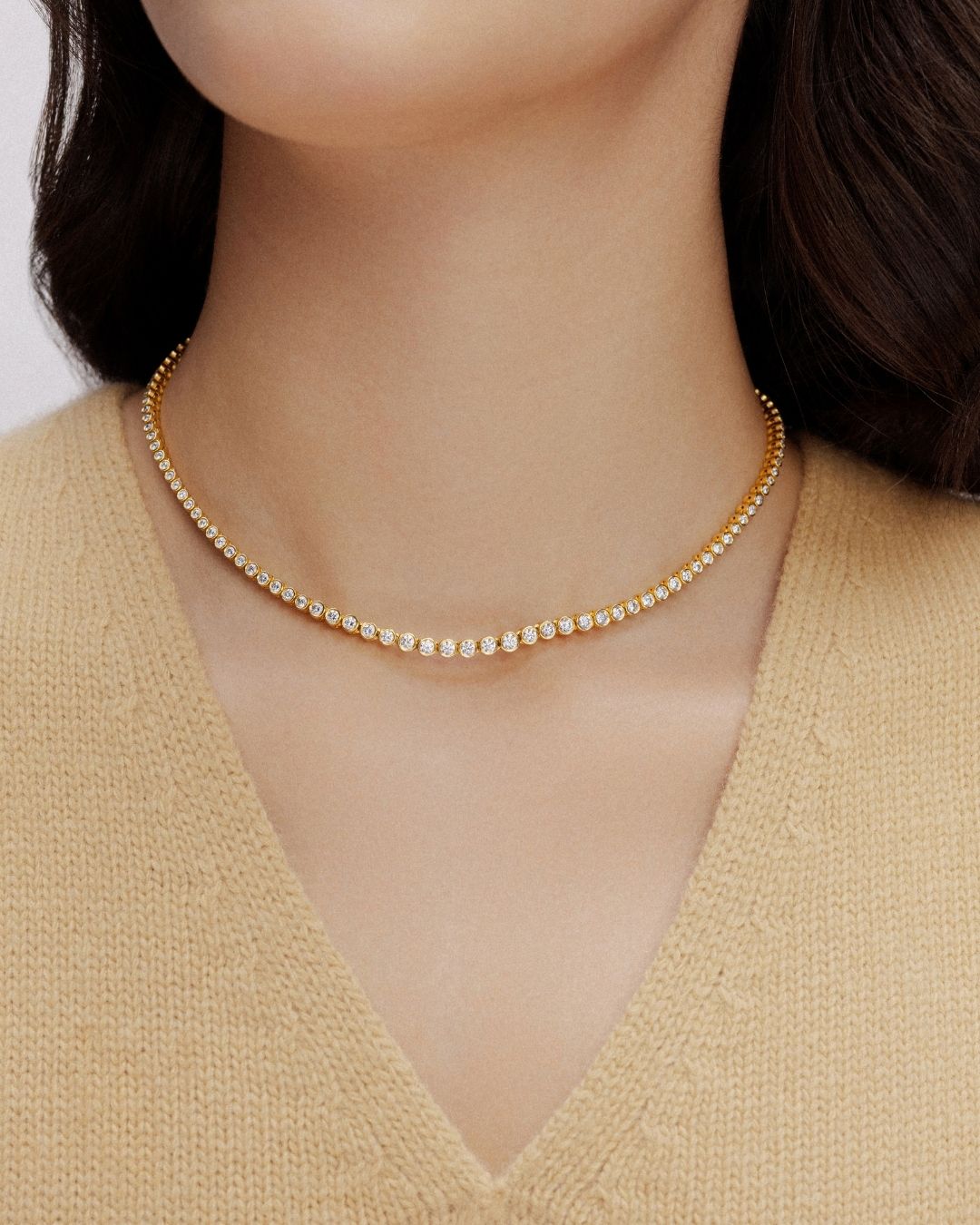 Bezel Gradual Tennis Necklace