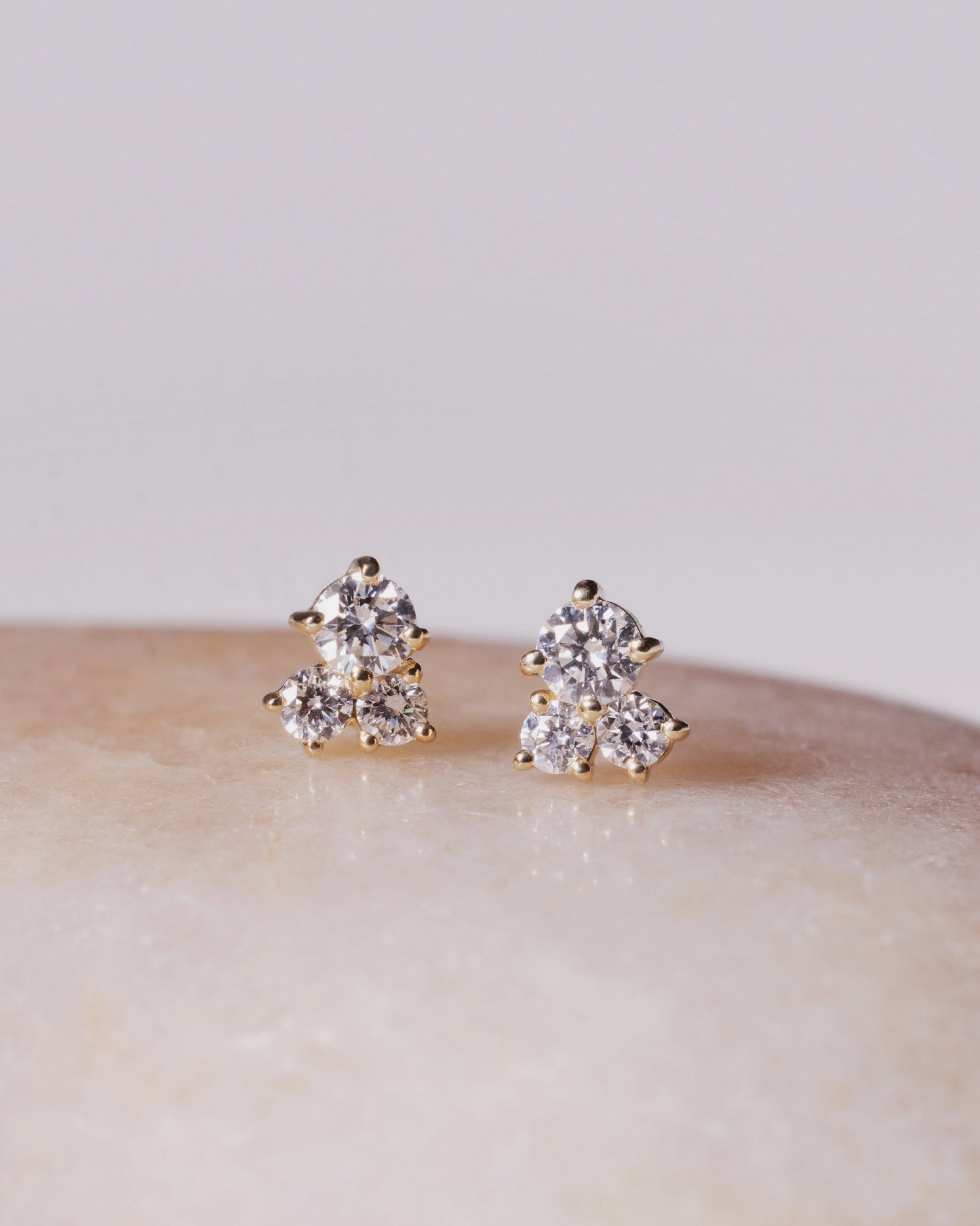 Cluster Diamond Ear Studs (White Gold)
