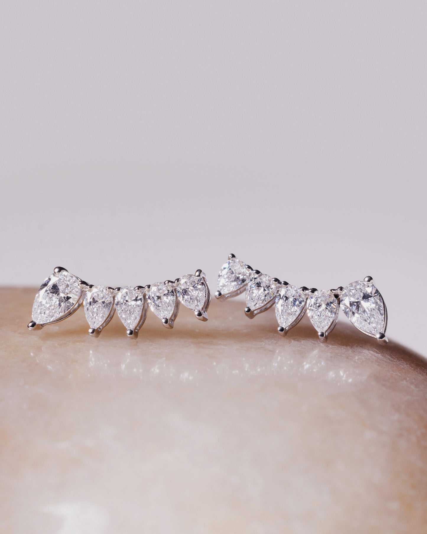 Pear-Shaped Diamond Ear Climbers (Yellow Gold)