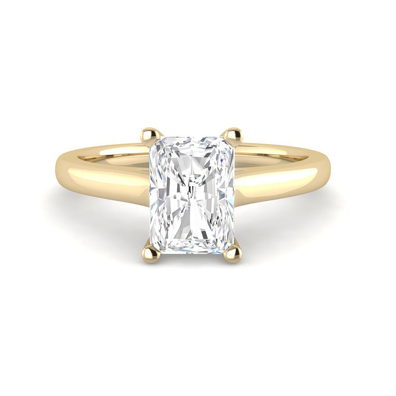 Emerald Cut Cathedral Solitaire (Yellow Gold)