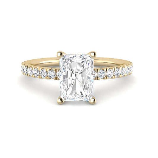Emerald Cut w. Hidden Halo and Diamond Band (Yellow Gold)