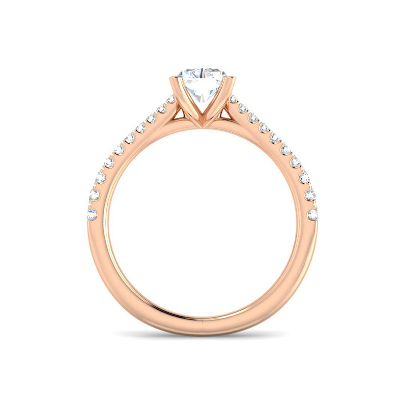 Emerald Cut Cathedral w. ½ Diamond Band (Rose Gold)