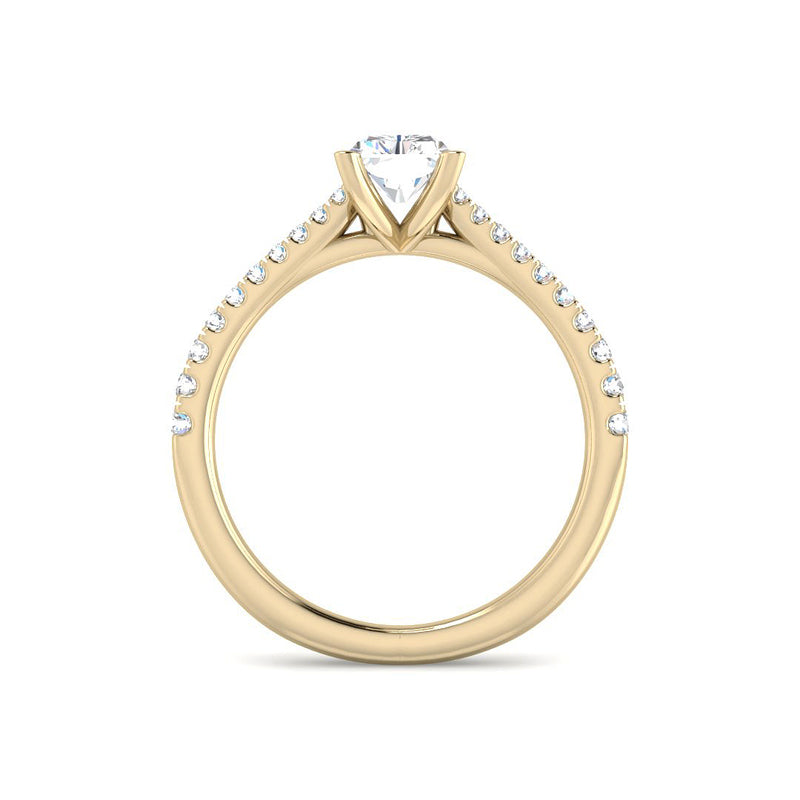 Emerald Cut Cathedral w. ½ Diamond Band (Yellow Gold)