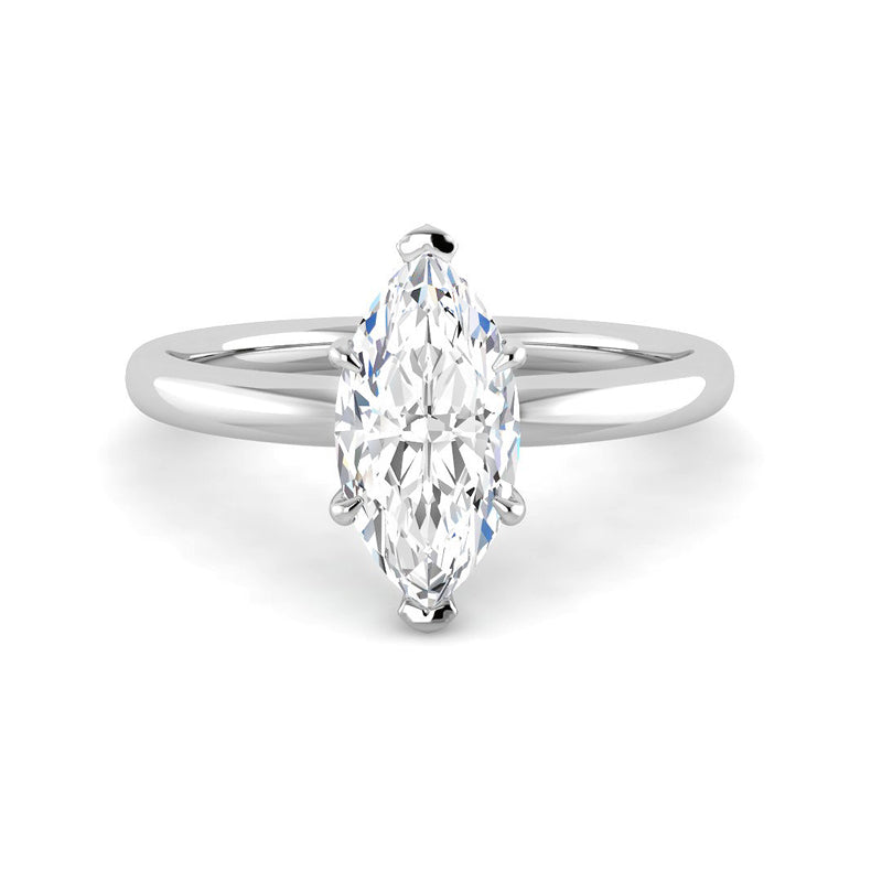 Marquise Solitaire Hidden Halo Setting (White Gold)