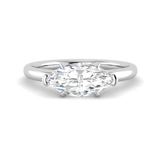 Marquise Solitaire East-West Rounded Band Setting (White Gold)