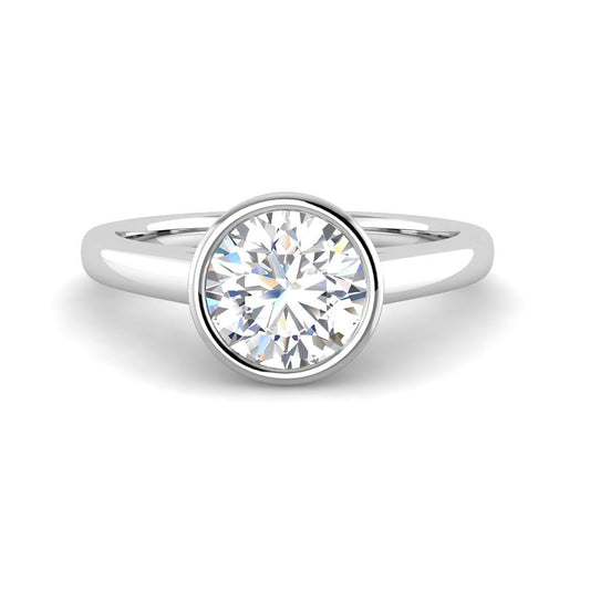 Round Bezel Set Solitaire (White Gold)