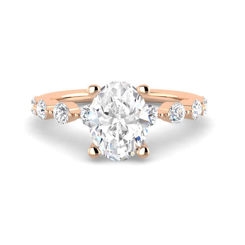 Oval Solitaire w. Floating Diamond Band (Rose Gold)