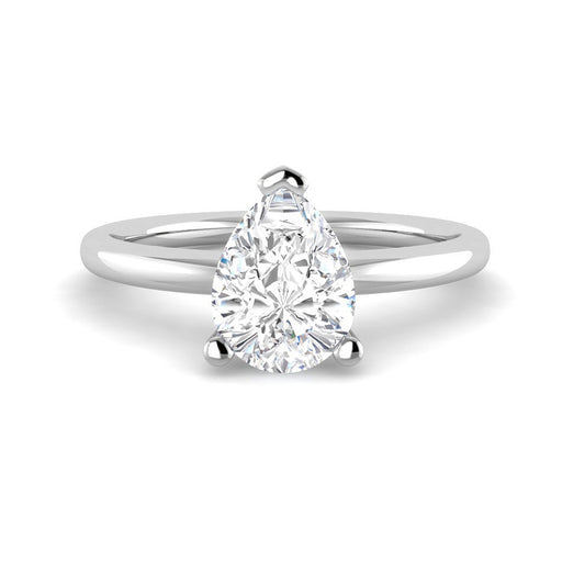 Pear Solitaire Classic Basket Setting (White Gold)