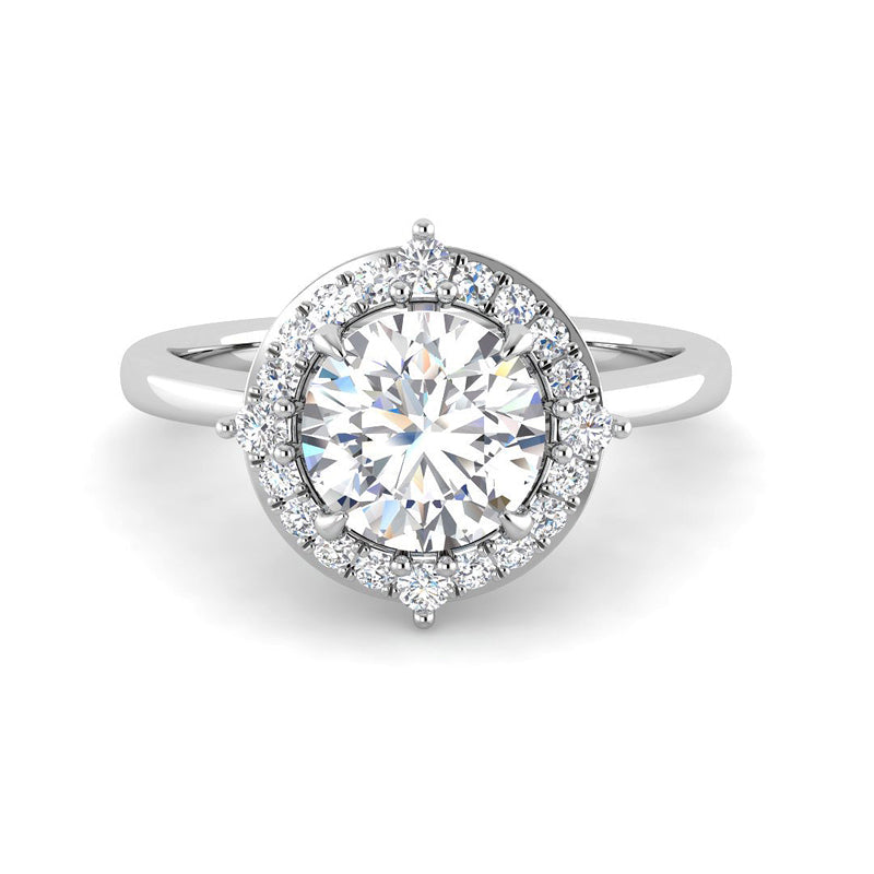 Round Solitaire w. Cardinal Halo (White Gold)