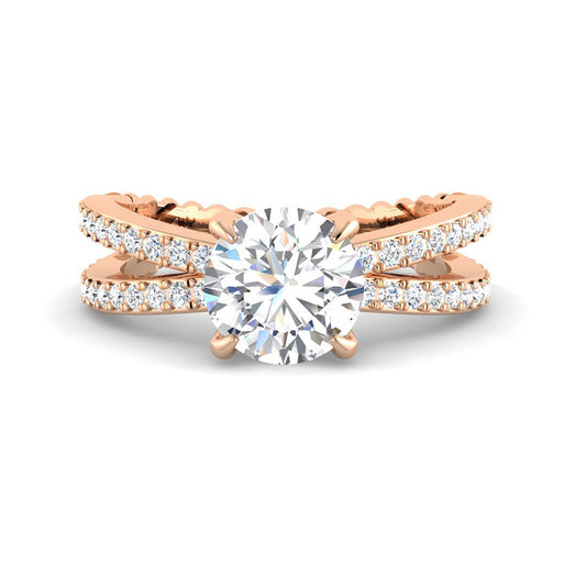 Round Solitaire Intertwined Diamond Band (Rose Gold)