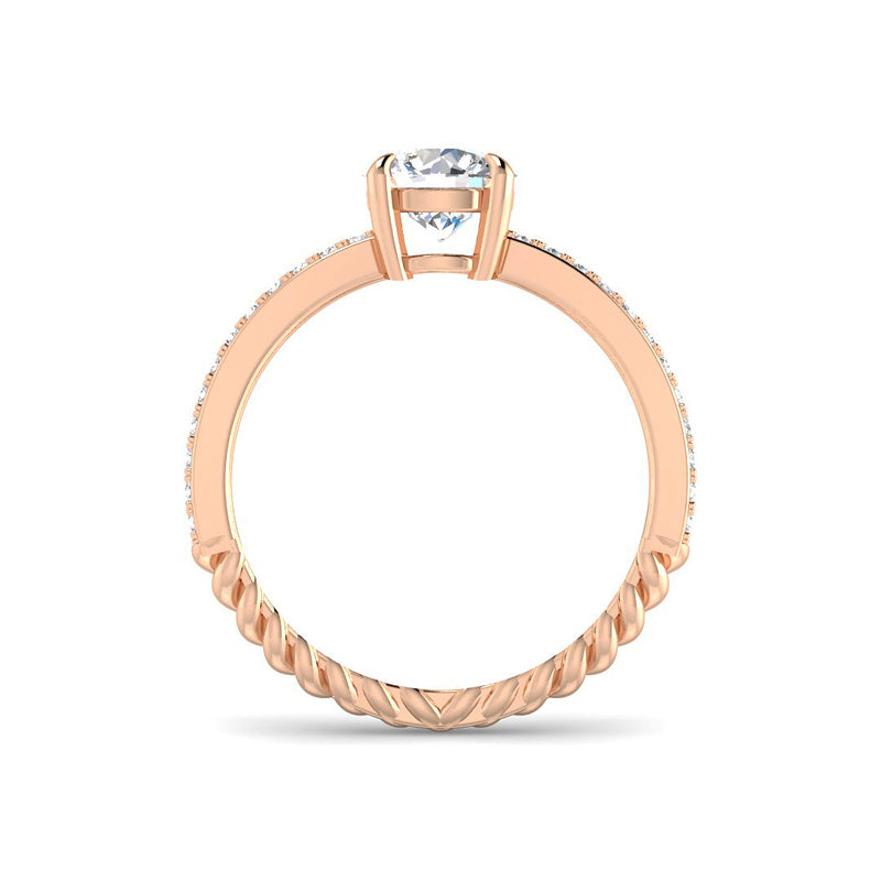 Round Solitaire Intertwined Diamond Band (Rose Gold)