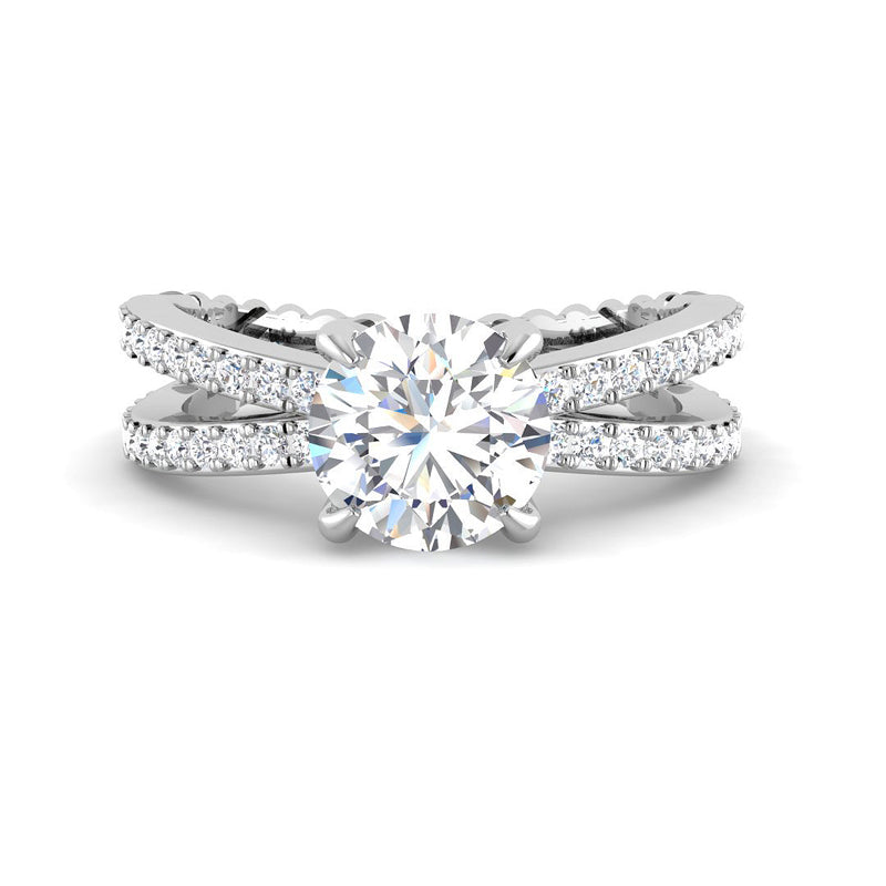 Round Solitaire Intertwined Diamond Band (White Gold)