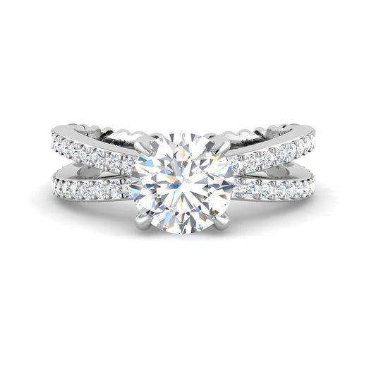 Round Solitaire Intertwined Diamond Band (White Gold)