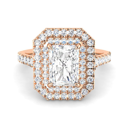 Emerald Cut w. Double Halo (Rose Gold)