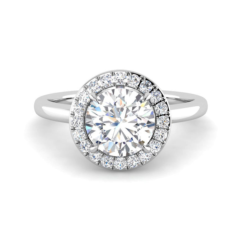 Round Solitaire w. Halo (White Gold)