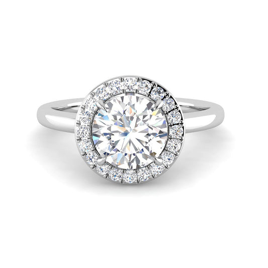 Round Solitaire w. Halo (White Gold)