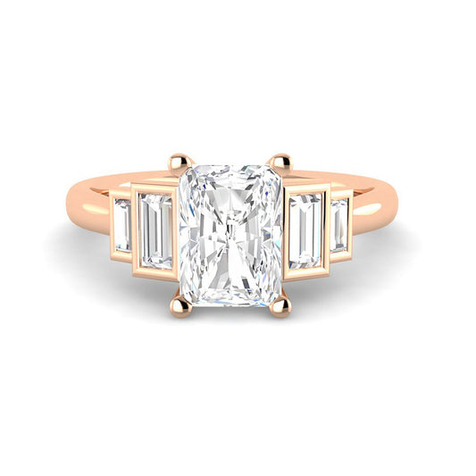 Emerald Cut w. Baguette Side Stones (Rose Gold)