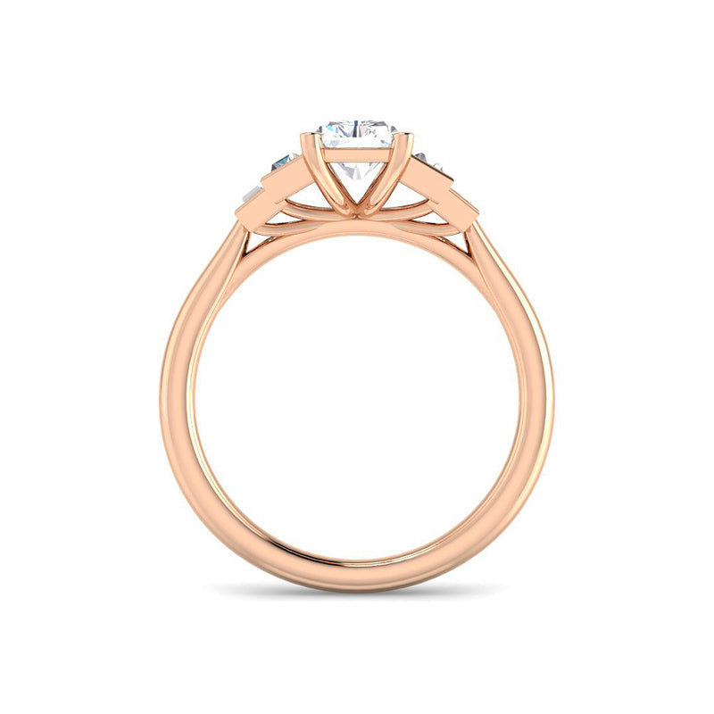 Emerald Cut w. Baguette Side Stones (Rose Gold)