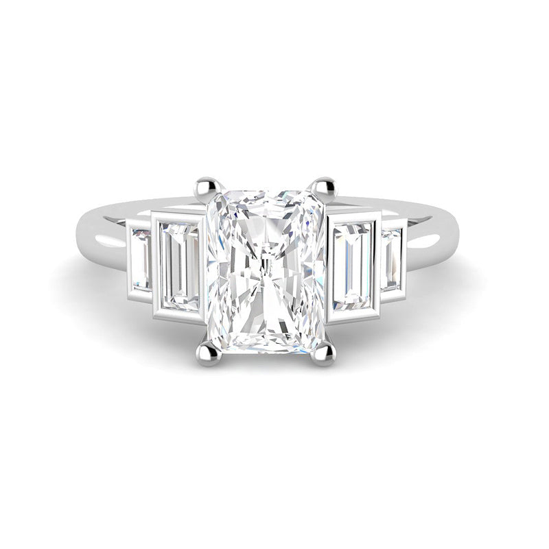 Emerald Cut w. Baguette Side Stones (White Gold)