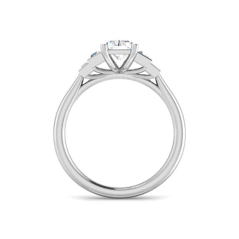 Emerald Cut w. Baguette Side Stones (White Gold)