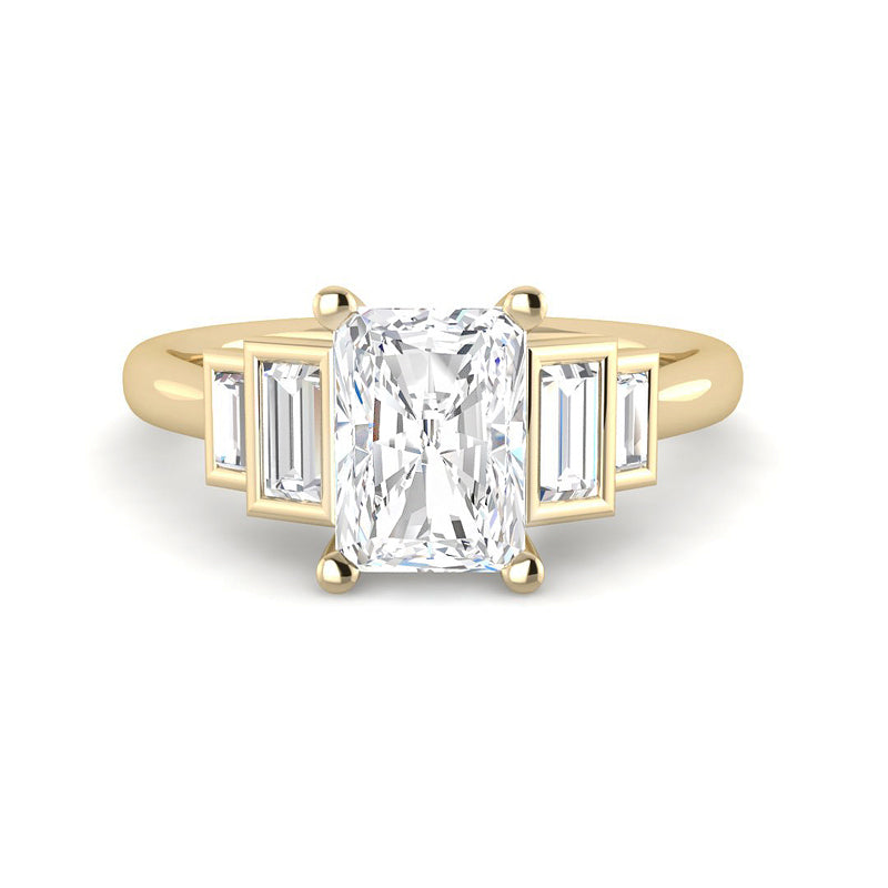 Emerald Cut w. Baguette Side Stones (Yellow Gold)
