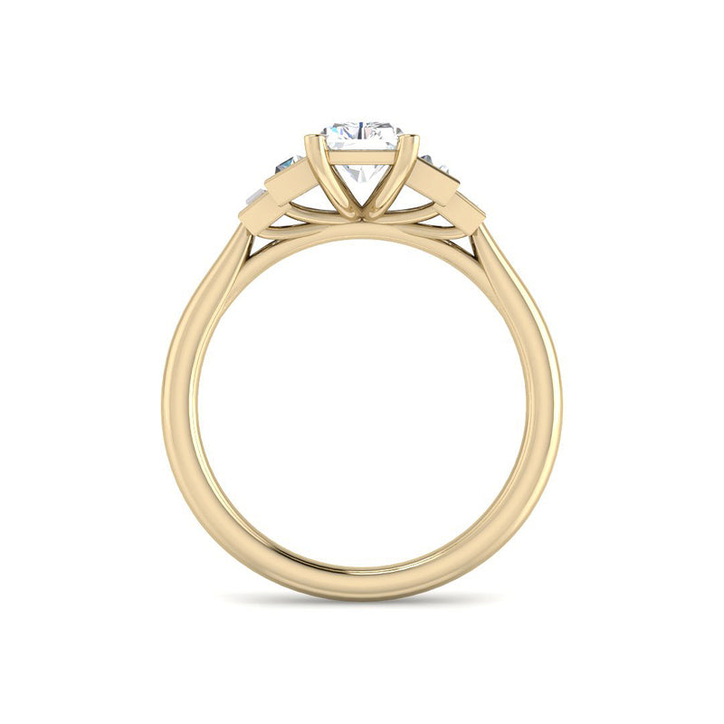 Emerald Cut w. Baguette Side Stones (Yellow Gold)
