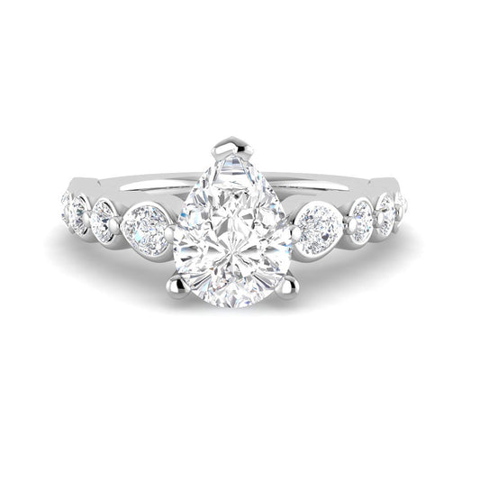 Pear Solitaire Cathedral Bezel Band Setting (White Gold)