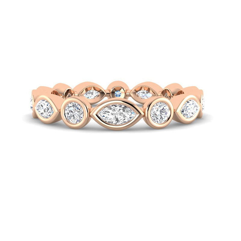 Marquise & Round Bezel Paisley Band (Rose Gold)