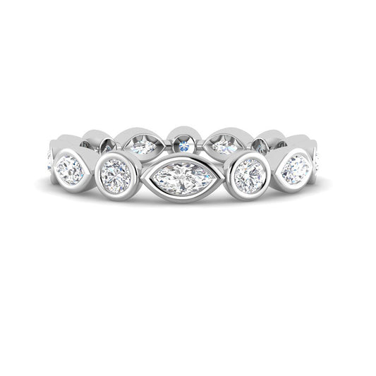 Marquise & Round Bezel Paisley Band (White Gold)