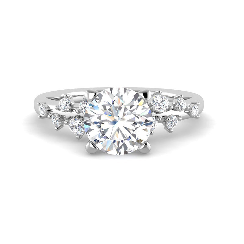 Round Solitaire with Starlight Side Stones (White Gold)